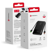 Заредете изображение във визуализатора на галерията – FORCELL F-ENERGY F10K6 Multicharge powerbank with built-in cables Type C and Lightning PD QC3.0 3A 22,5W 10000 mAh black
