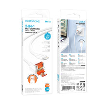 Заредете изображение във визуализатора на галерията – Borofone Cable BX102 Winner - USB + Type C to Lightning - PD 27W 1 metre white
