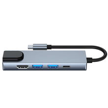 Заредете изображение във визуализатора на галерията – HUB Tech-Protect V3 5in1 USB-C - USB-A 3.0 / USB-A 2.0 / USB-C / HDMI / RJ45 - gray
