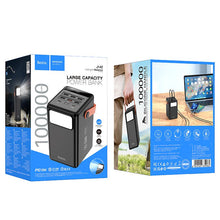 Заредете изображение във визуализатора на галерията – Powerbank Hoco 100000 mAh QC PD 2,4A 22,5W with built-in light J142 black

