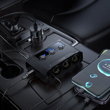 Заредете изображение във визуализатора на галерията – Car charger Hoco 2xUSB A + 2xUSB C+3x cigarette lighter ports PD QC3.0 240W Z64 black
