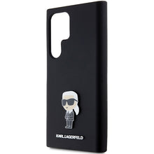 Заредете изображение във визуализатора на галерията – Original Pouch KARL LAGERFELD  hardcase Silicone Ikonik Metal Pin KLHCS24LSMHKNPK for Samsung Galaxy S24 Ultra black
