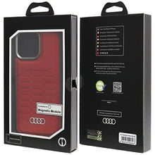 Заредете изображение във визуализатора на галерията – Audi Synthetic Leather case with MagSafe for iPhone 15 Pro Max - red
