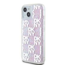 Заредете изображение във визуализатора на галерията – DKNY case for IPHONE 15 DKHCP15SLCPEPP (DKNY HC Liquid Glitters W/Checkered Pattern) pink
