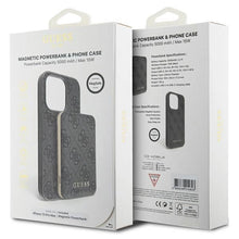 Заредете изображение във визуализатора на галерията – Guess 4G Metal Logo Case Set for iPhone 13 Pro Max + 5000mAh MagSafe Powerbank - Black
