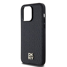 Заредете изображение във визуализатора на галерията – Original Case DKNY hardcase Leather Pattern Metal Logo MagSafe DKHMP14LPSHRPSK for Iphone 14 Pro black

