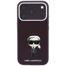 Заредете изображение във визуализатора на галерията – KARL LAGERFELD case for IPHONE 18 Pro/ 17 Pro compatible with MagSafe (Smooth Ikonik Sketch) burgundy
