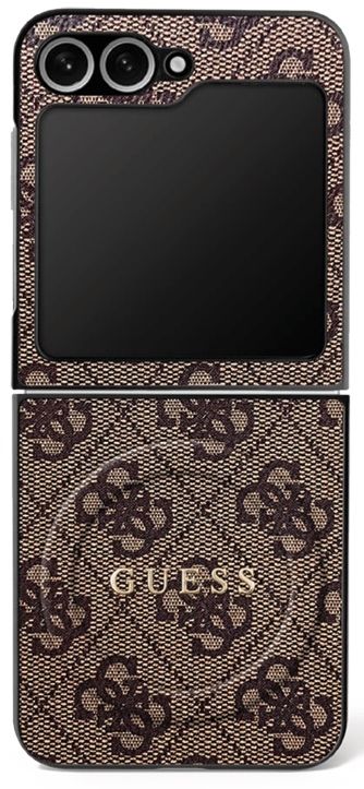 GUESS case for SAMSUNG Z Flip7 compatible with MagSafe GUHMZF7P4MSEGCW (Magnetic 4G PU W/ Classic) brown