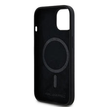 Заредете изображение във визуализатора на галерията – Karl Lagerfeld Silicone Karl&amp;Choupette MagSafe case for iPhone 15 Plus / 14 Plus - black
