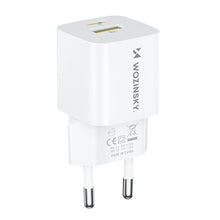 Заредете изображение във визуализатора на галерията – Wozinsky WWCEAC GaN USB-A USB-C 33W wall charger - white
