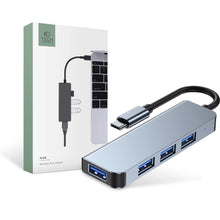 Заредете изображение във визуализатора на галерията – HUB Tech-Protect V1 4in1 USB-C - 3x USB-A 2.0 / USB-A 3.0 - gray
