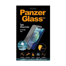 Заредете изображение във визуализатора на галерията – PanzerGlass E2E Super+ Microfracture antibacterial tempered glass for iPhone 12 mini - with black frame
