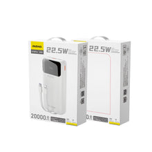 Заредете изображение във визуализатора на галерията – Dudao K15Pro Powerbank 20000mAh 22.5W PD USB-C / USB-A / built-in Lightning and USB-C cables - white
