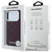 Заредете изображение във визуализатора на галерията – KARL LAGERFELD case for IPHONE 18 Pro Max/17 Pro Max compatible with MagSafe (Mono Resin Logo) burgundy
