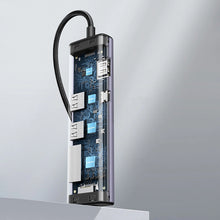 Заредете изображение във визуализатора на галерията – Ugreen CM512 90568 USB-C adapter - 2x USB-A 3.0 / HDMI / RJ45 / SD and TF card reader / USB-C PD 100W - gray
