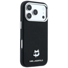 Заредете изображение във визуализатора на галерията – KARL LAGERFELD case for IPHONE 18 Pro/ 17 Pro compatible with MagSafe (Grained Choupette Head Metal) black
