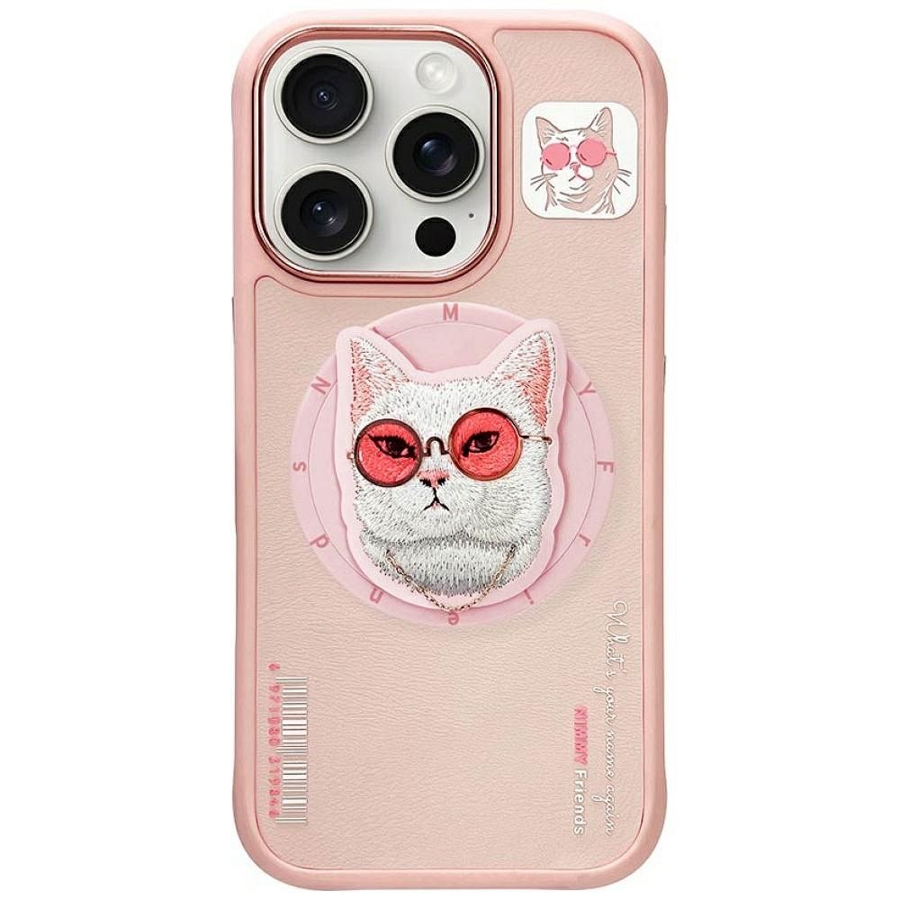 NIMMY case GLASSES COOL CAT compatible with MagSafe for IPHONE 16 Pro Max pink