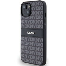 Заредете изображение във визуализатора на галерията – Original Case DKNY hardcase Leather Mono Stripe &amp; Metal Logo DKHCP14SPRTHSLK for Iphone 14/15/13 black
