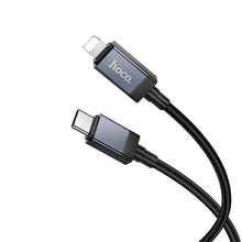 Заредете изображение във визуализатора на галерията – Cable USB C to Lightning Hoco PD 27W with display 1 m X118 black
