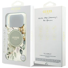 Заредете изображение във визуализатора на галерията – GUESS case for IPHONE 17 Pro Max compatible with MagSafe GUHMP17XHFWBDCEN (IML Flower &amp; Tonal Circle) green
