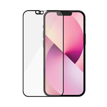 Заредете изображение във визуализатора на галерията – PanzerGlass E2E Microfracture antibacterial glass with camera cover for iPhone 13 mini - with black frame
