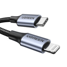 Заредете изображение във визуализатора на галерията – Ugreen US304 60759 Lightning - USB-C 2.0 MFi cable 1 m - gray
