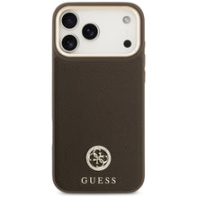 Заредете изображение във визуализатора на галерията – GUESS case for IPHONE 17 Pro Max compatible with MagSafe GUHMP17XPGCRMDEW (PU W/ Grained Strass Logo) brown
