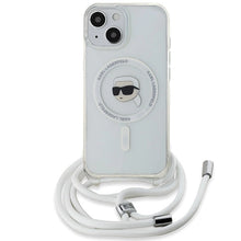 Заредете изображение във визуализатора на галерията – Karl Lagerfeld Crossbody IML Karl Head MagSafe case for iPhone 15 / 14 / 13 - transparent
