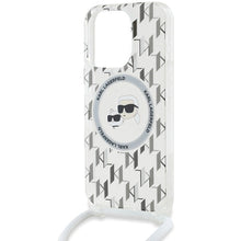 Заредете изображение във визуализатора на галерията – Karl Lagerfeld IML Crossbody Monogram Karl &amp; Choupette Head MagSafe Case for iPhone 15 Pro Max - Transparent
