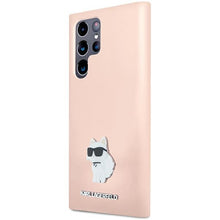 Заредете изображение във визуализатора на галерията – Original Pouch KARL LAGERFELD  hardcase Silicone Choupette Metal Pin KLHCS24LSMHCNPP for Samsung Galaxy S24 Ultra pink

