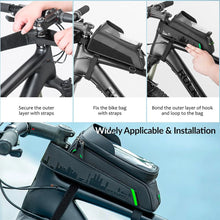 Заредете изображение във визуализатора на галерията – Rockbros 029-1BK bicycle bag for frame with phone cover - black
