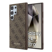 Заредете изображение във визуализатора на галерията – Guess 4G Metal Gold Logo case for Samsung Galaxy S24 Ultra - brown
