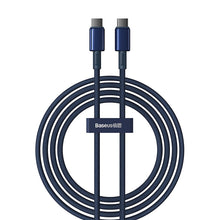 Заредете изображение във визуализатора на галерията – Baseus Tungsten Gold USB-C / USB-C 100W 2m cable - navy blue
