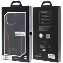 Заредете изображение във визуализатора на галерията – Audi Genuine Leather case with MagSafe for iPhone 15 Pro Max - black and red

