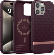 Заредете изображение във визуализатора на галерията – Caseology Parallax Mag case with MagSafe for iPhone 15 Pro Max - burgundy
