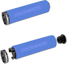 Заредете изображение във визуализатора на галерията – Rockbros BT1001BLBK sponge bicycle handlebar grips - blue and black

