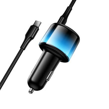 Заредете изображение във визуализатора на галерията – Car charger Hoco USB A + 2xUSB C PD QC3.0 37W + cable USB C to C Z69A black
