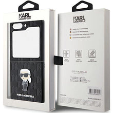 Заредете изображение във визуализатора на галерията – Karl Lagerfeld Saffiano Monogram Ikonik Pin Samsung Galaxy Z Flip 5 case - black

