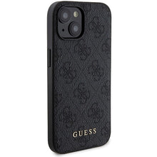 Заредете изображение във визуализатора на галерията – Guess 4G Metal Logo case set for iPhone 15 + 5000mAh MagSafe power bank - black

