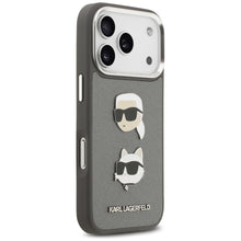 Заредете изображение във визуализатора на галерията – KARL LAGERFELD case for IPHONE 17 Pro KLHCP17LPSFDHPOG (FW Grained PU W/ K&amp;C Heads Pin &amp; Logo) gray
