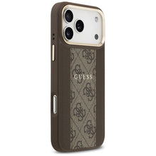 Заредете изображение във визуализатора на галерията – GUESS case for IPHONE 17 Pro Max compatible with MagSafe GUHMP17XPG4SEMCW (PU W/ 4G Stripe) brown
