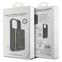 Заредете изображение във визуализатора на галерията – Guess 4G Metal Logo case set for iPhone 15 Pro + 5000mAh MagSafe power bank - black
