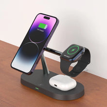 Заредете изображение във визуализатора на галерията – Tech-Protect A12 3in1 MagSafe inductive charger for smartphone / headphones / smartwatch - black
