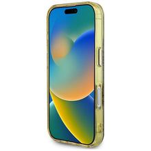 Заредете изображение във визуализатора на галерията – GUESS case for IPHONE 16 compatible with MagSafe GUHMP16SHG4PRTGW (IML Metal Glitter 4G Circle Triangle) brown
