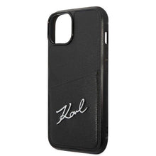Заредете изображение във визуализатора на галерията – Karl Lagerfeld Signature Logo Cardslot case for iPhone 14 - black
