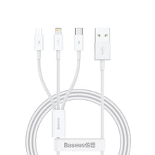 Заредете изображение във визуализатора на галерията – Baseus Superior Series USB-A - USB-C / Lightning / micro USB 3.5A cable 1m - white
