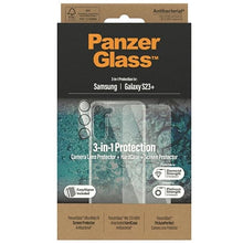 Заредете изображение във визуализатора на галерията – PanzerGlass Bundle 3in1 set transparent case + foil + camera cover for Samsung Galaxy S23+
