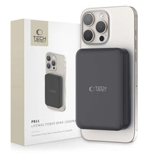 Заредете изображение във визуализатора на галерията – Tech-Protect LifeMag PB11 Powerbank with MagSafe 10000mAh 15W USB-C port - black + USB-C cable
