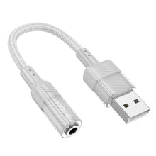 Заредете изображение във визуализатора на галерията – HOCO адаптер AUX USB A към Jack 3,5 мм LS37 0,15 м сив
