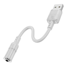 Заредете изображение във визуализатора на галерията – HOCO адаптер AUX USB A към Jack 3,5 мм LS37 0,15 м сив
